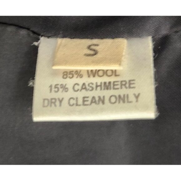 OPERATIONS NYC Black Wool Cashmere Military Peacoat Trench Coat Small USA Made - Picture 12 of 16